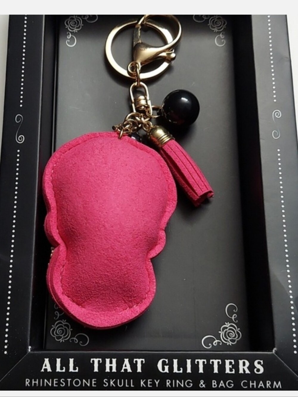Rhinestone Tassel Key Ring for Purse Handbag Car Decor Skull Black/pink& Gold - Picture 3 of 13